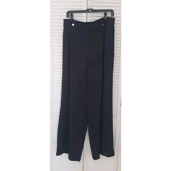 NWT MARC NEW YORK ANDREW MARC  BLACK WIDE LEG PANTS SIZE LARGE - Picture 1 of 8